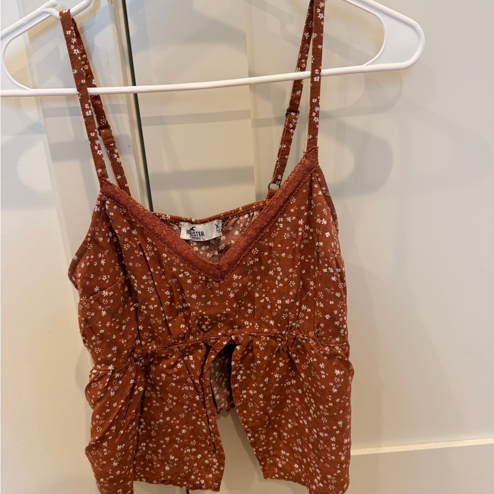 Hollister Rust Floral Sleeveless Top